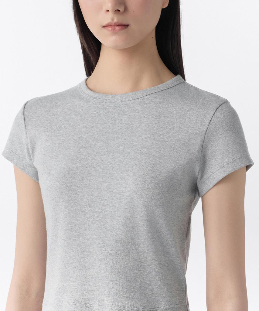 MUSINSA STANDARD WOMAN Women'S Slim Crop Crew Neck T-Shirt [Medium Grey]