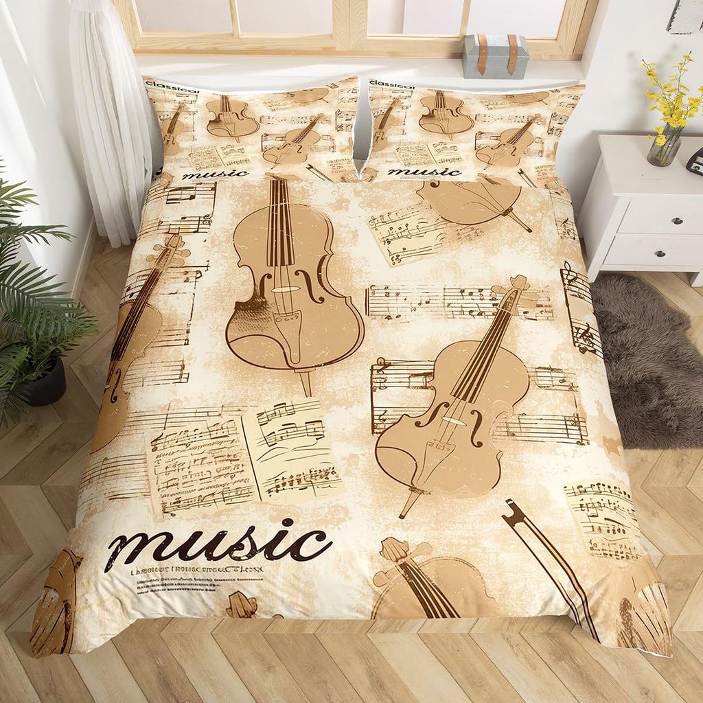 Zeitung Bettbezug für Kinder Teenager Erwachsene Leichte Tagesdecke mit 2 Kissenbezügen Musik Kultur Zeitschriften Druck Bettwäsche Set