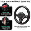 Carbon Fiber Car Steering Wheel Cover Universal 15 Inch Leather Elastic Steering Wheel Protector For Steering Wheel 38 Cm