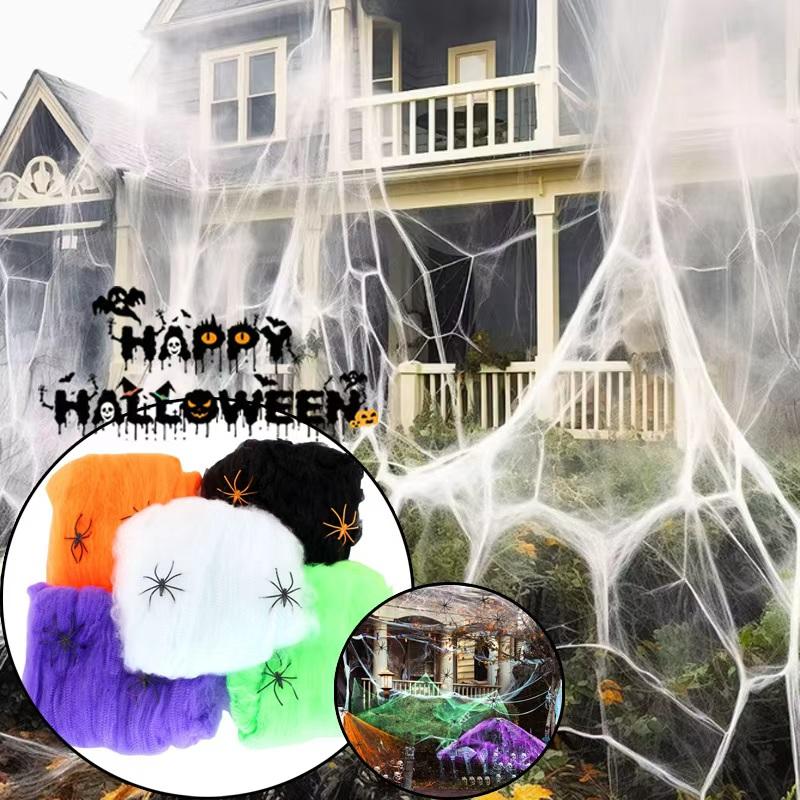 Artificial Stretchy Spider Web Halloween Decor Scary Props for Home Bar Haunted House Party Scene