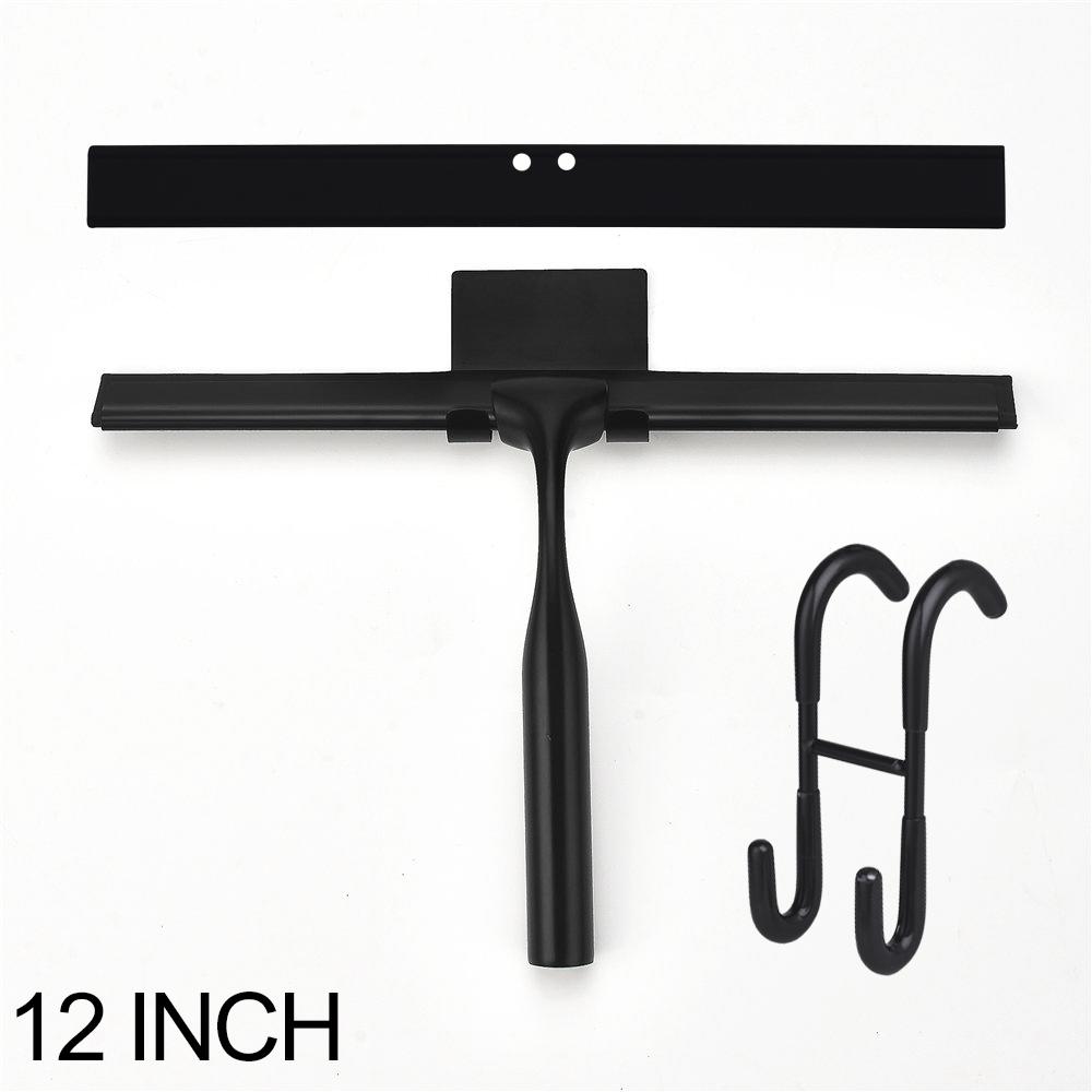 Squeegee 10'' 12'' 14'' INCH Black Rubber Silicone Shower Cleaner with Hook Stainless Steel Scraper Bathroom Car Window Tools