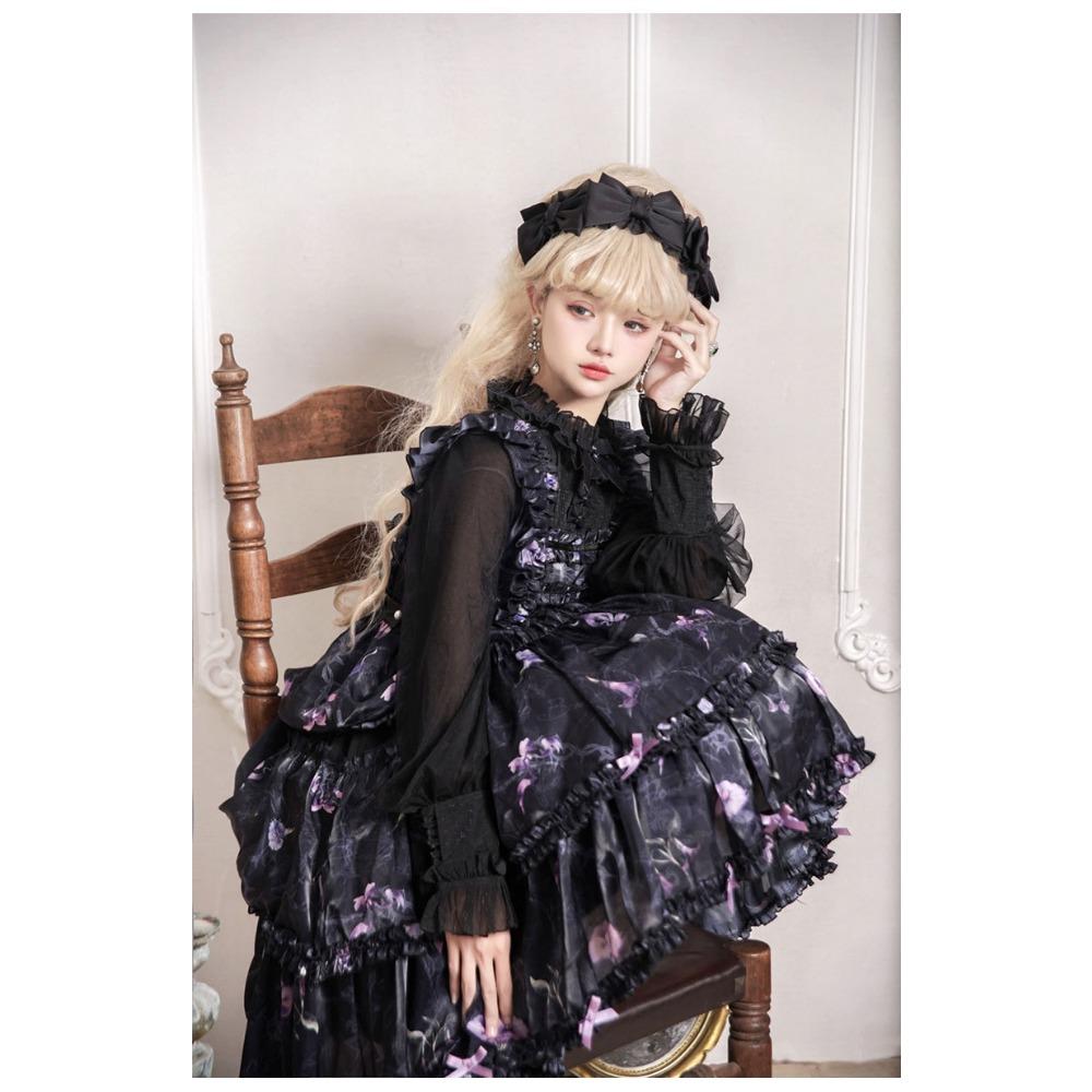 Firefly Flower OP Light Lolita Daily Lolita Vintage Dress - Girls' Soft Girl Fake Two-Piece Set