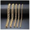 5 PCS Men's Gold Plated Stainless Steel Curb Cuban Chain Link Bracelet 3/5/7/9/11 mm