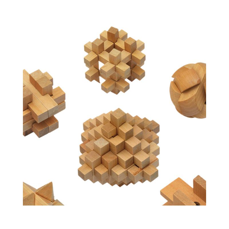 Colorful Wooden Kongming & Luban Lock Puzzle - Fun Brain-Teasing Disentanglement Challenge