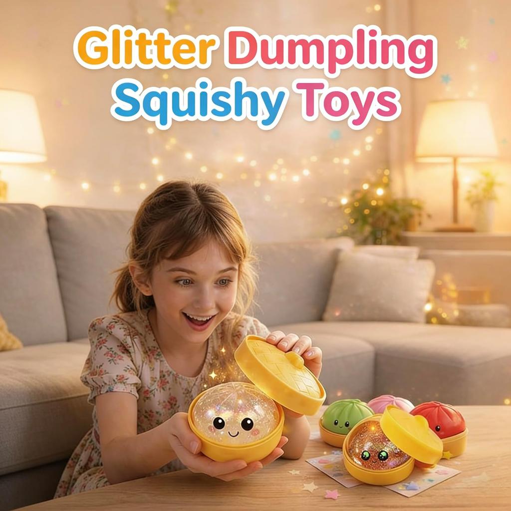 Glitzernder Riesenknödel-Brötchen Squishy Box Seltenes Design Stressabbau Überraschung Fidget Spielzeug Set