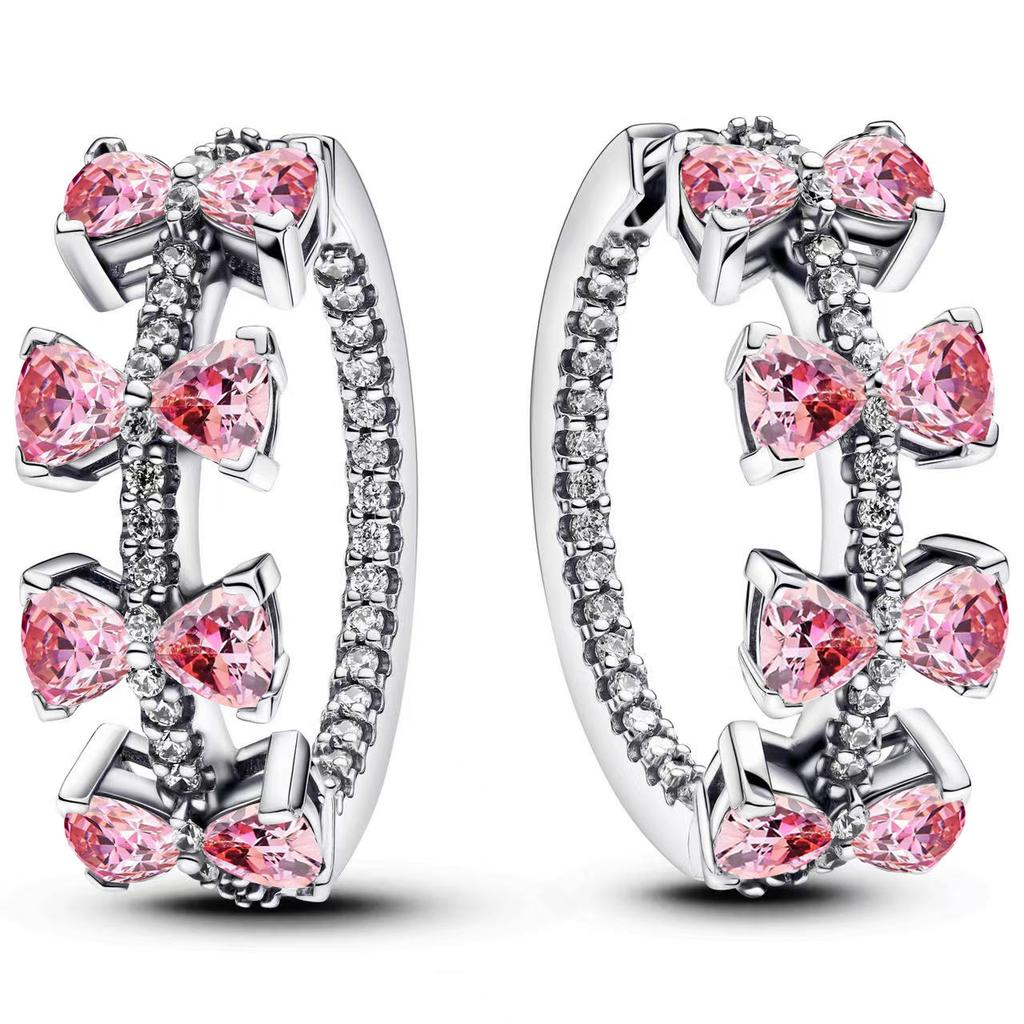 925 Silver Earring Set, Heart/Butterfly/Evil Eye/Bowknot Design, Zircon Inlaid Vintage Fashion Party Jewelry Gift