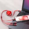 3 In 1 Retractable USB Cable Fast Charging & Data Sync Cord For iPhone Samsung Huawei Xiaomi Multi Port Charger Cable