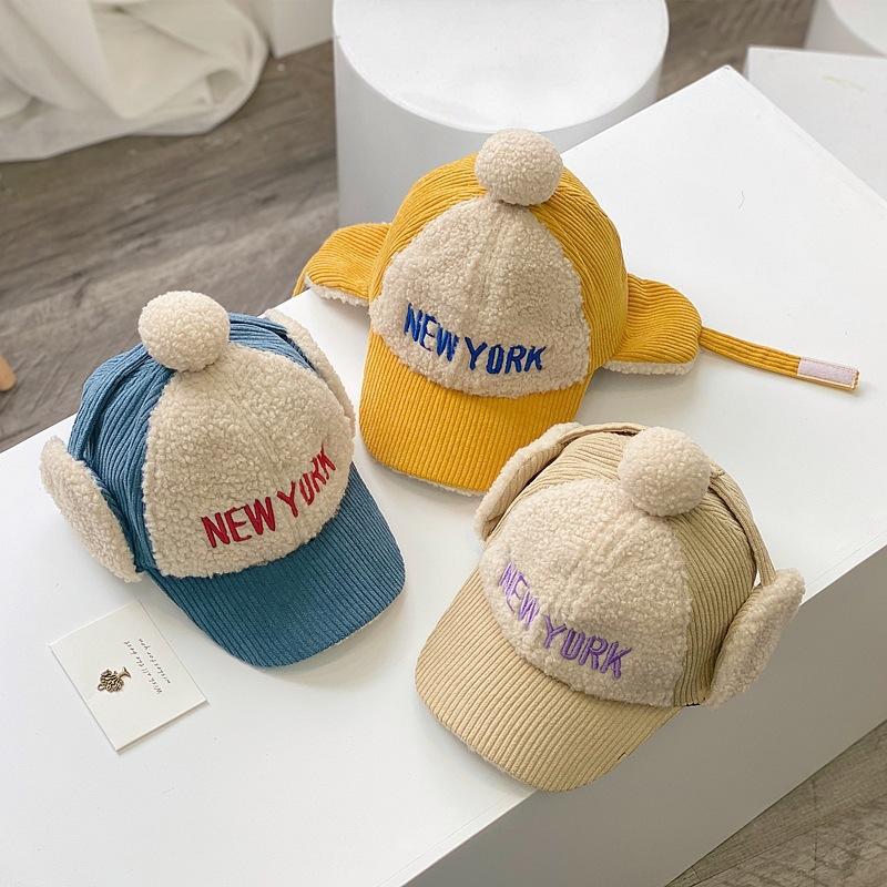 

Зимняя вельветовая кепка соответствующего цвета, детская теплая шапка-ушанка с вышивкой, бейсболка, коричневый цвет