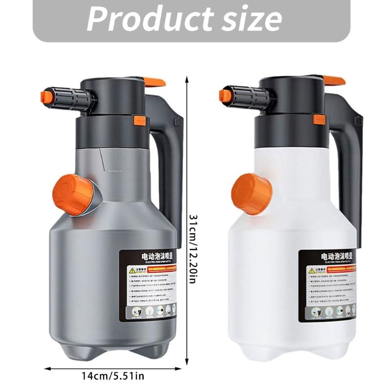 75 Degree Wide Angle USB Rechargeable Foam Sprayer Guns With 2 Liter Container And Fan Shaped Misting For Auto Detailing