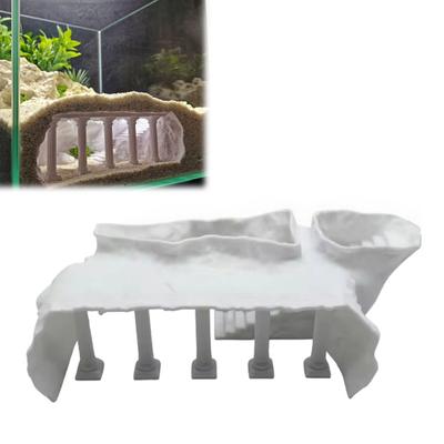 Grotte d'aquarium, tunnel sous une colonne romaine, cachette sous un tunnel de gravier, abri pour petits poissons et crevettes avec hublots d'observation pour bettas, crevettes et corydoras