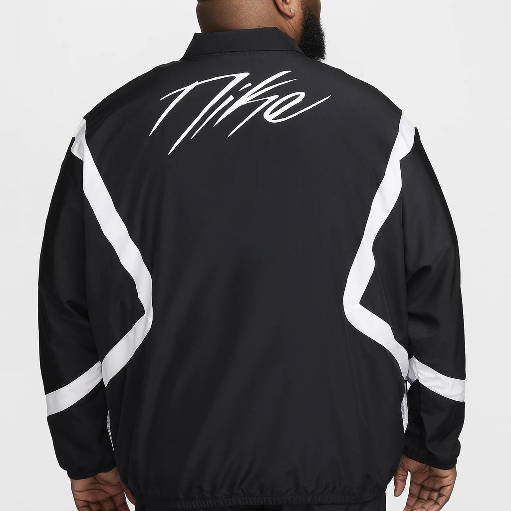 Nike Icon Retro Sports Stand Collar Zipper Design Color Block Logo Print Long Sleeve Jacket Men jackets Black White FZ0248-010