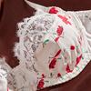 The New Rose Red Floral Lace Edge Bra Set Is Soft and Comfortable In Europe and America, and A Two-piece Set of Small-breasted Underwear Is Gathered.