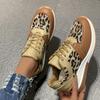 Damenmode-Sneaker mit Leopardenmuster - Lässige Schnür-Plateauschuhe mit EVA-Sohle, Innenseite aus Stoff, Ganzjahres-Low-Top-Design