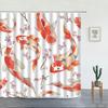 Japanese Scenery Shower Curtains Koi Carp Fish And Cherry Blossom for Bathroom Decor Set Washable Fabric Bath Screen With Hooks
