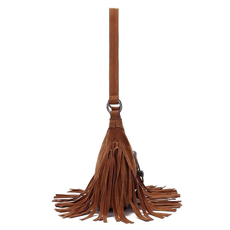 Vintage Suede Tassel Single-Shoulder Bag