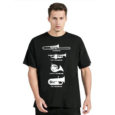 Camiseta Música Sinfónica Diferentes Tipos de Trombón Camiseta Estampada Oversized Fitness Unisex Tops Algodón Camisetas Ropa de Calle Gráfico