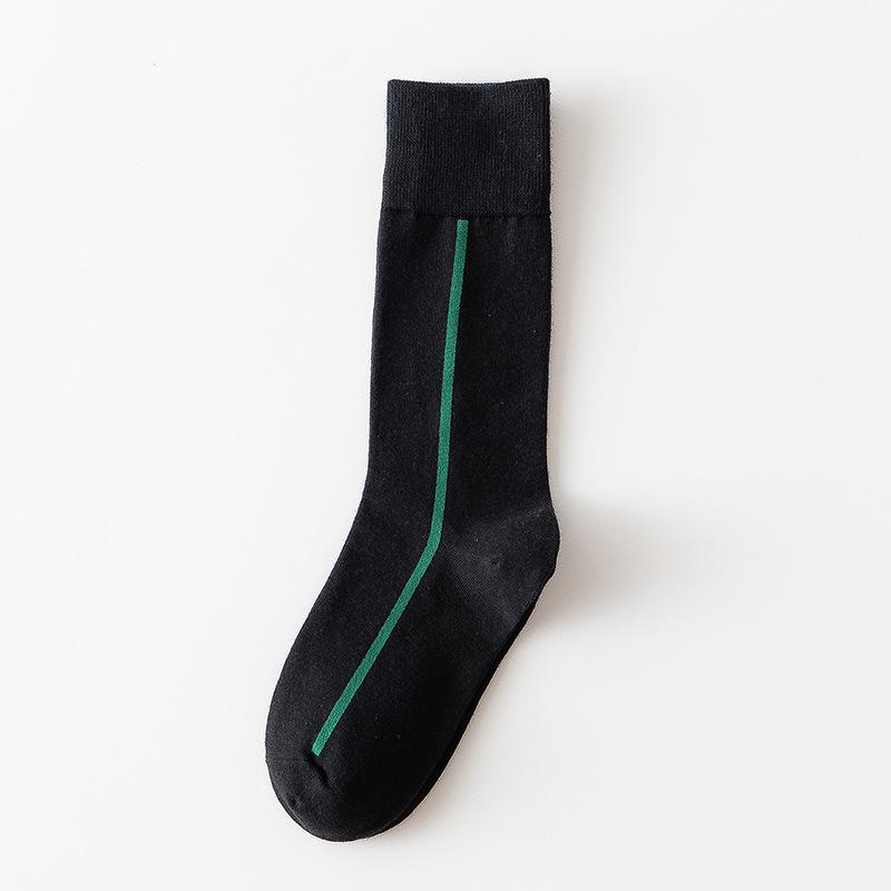 

Женские весенне-осенние простые легкие роскошные индивидуальные хлопковые носки-гольфы с мелкими полосками 1 pair чёрный