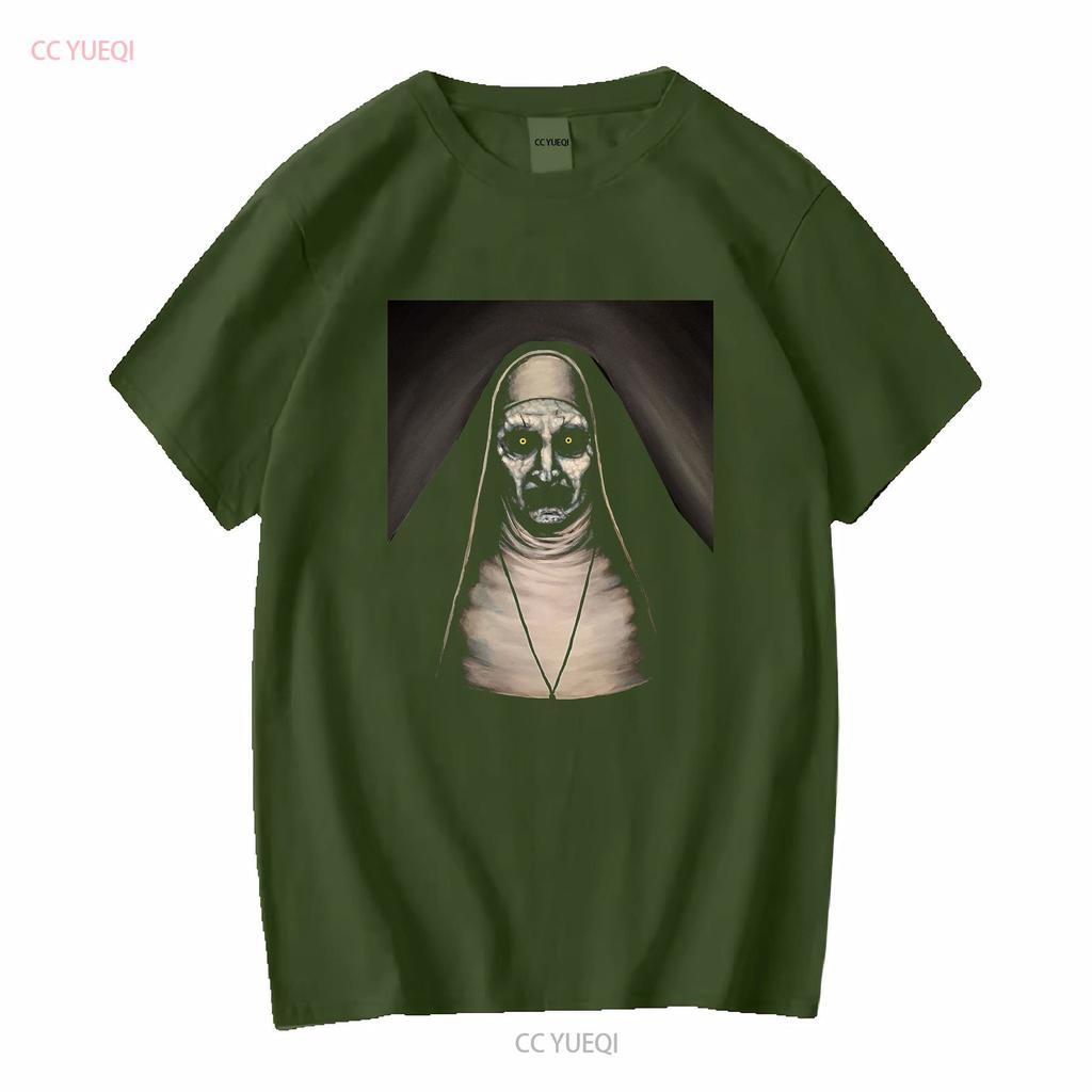 Maglietta Horror Spaventosa The Nun Valak Conjuring Fan Film Insidious Maniche Lunghe o Corte Vintage Lavata Unisex Morbida Moda