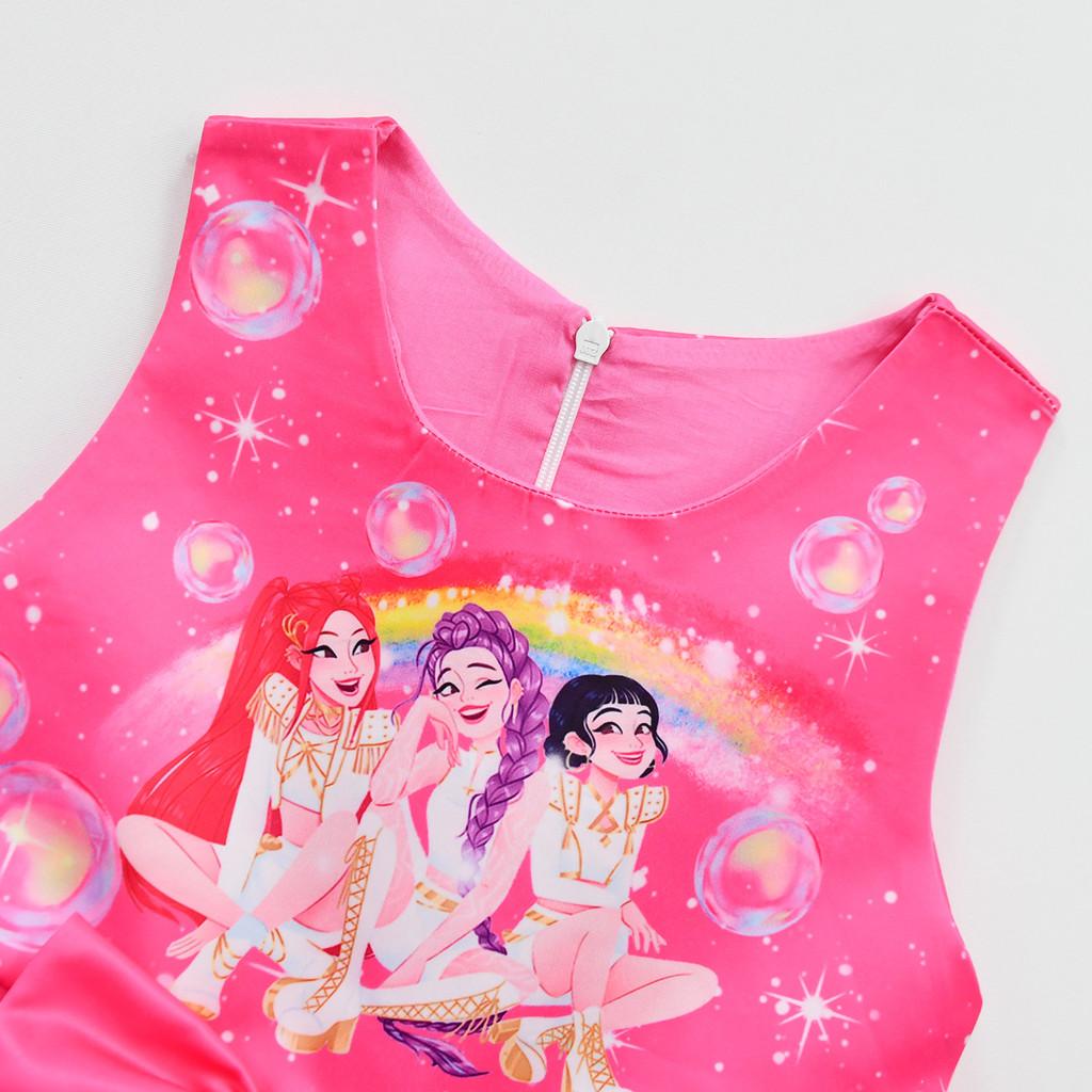 82994 Kid Girls Kpop Demon Hunters Rumi Zoey Mira Mesh Dress