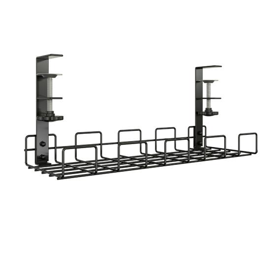 Under-Desk Cable Management Tray No Drill Adjustable Computer Desk Power Strip Wire Holder Cord Organizer Home Office Metal Storage Rack