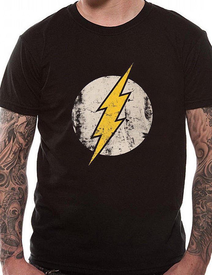 

The Flash T Shirt Official Distressed Logo Black NEW XL S