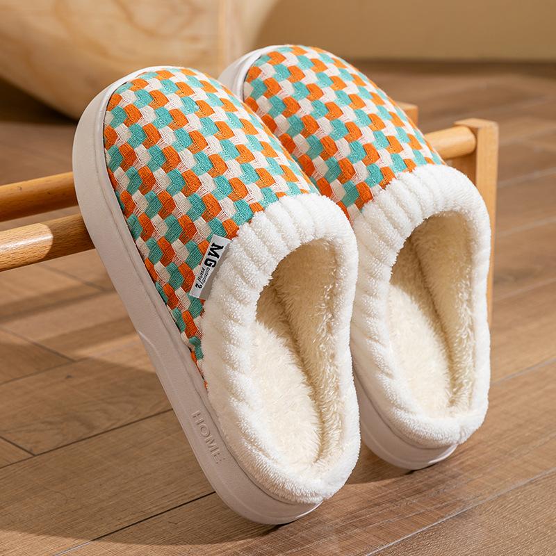 Cixi cotton slippers for women's home use in winter indoor home non-slip spring and autumn plush warm couple winter men