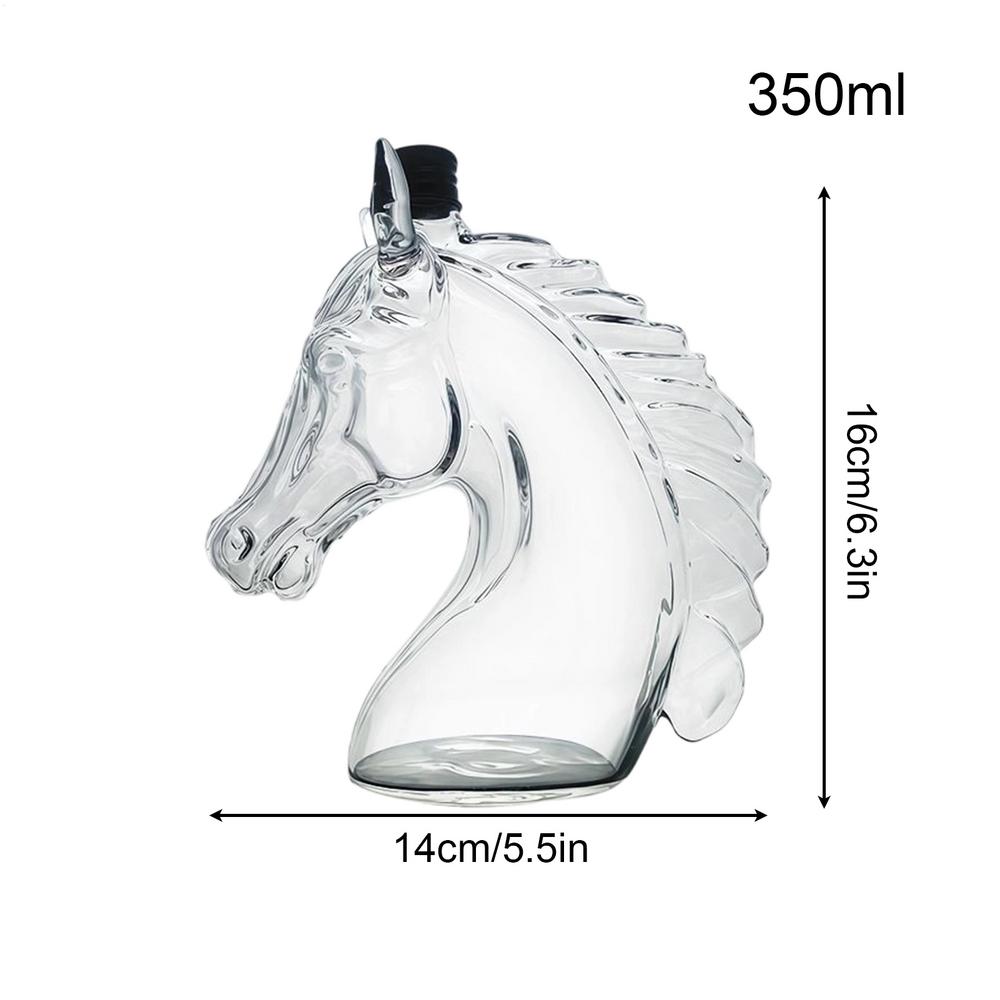Whiskey Decanter 350ml Horse Head Shape Bar Tool Glass Whiskey Wine Decanter Bottle for Whiskey Bourbon Brandy Home Bar Decor