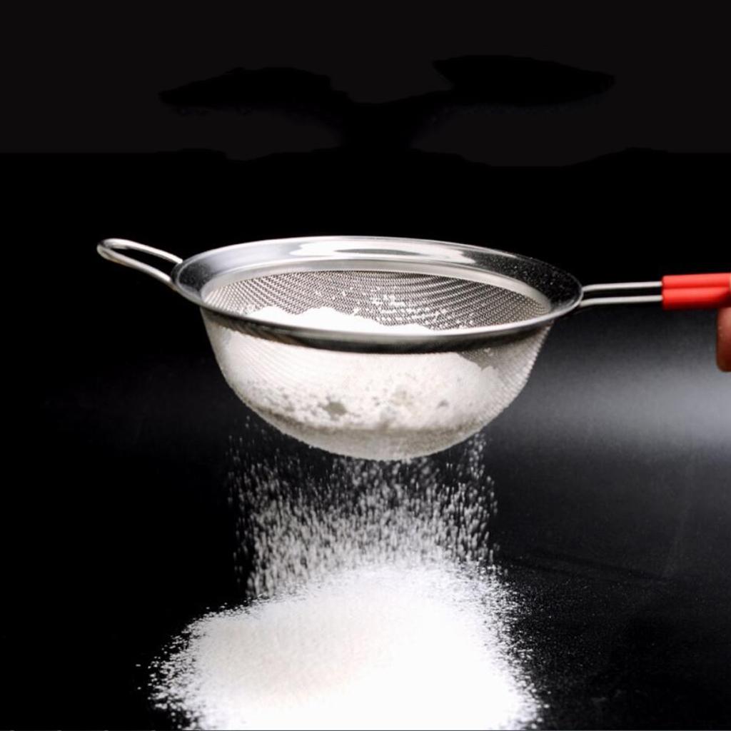 Finmaskig Rostfri Stål Sil Silskål Durkslag Silikonhandtag & , Te