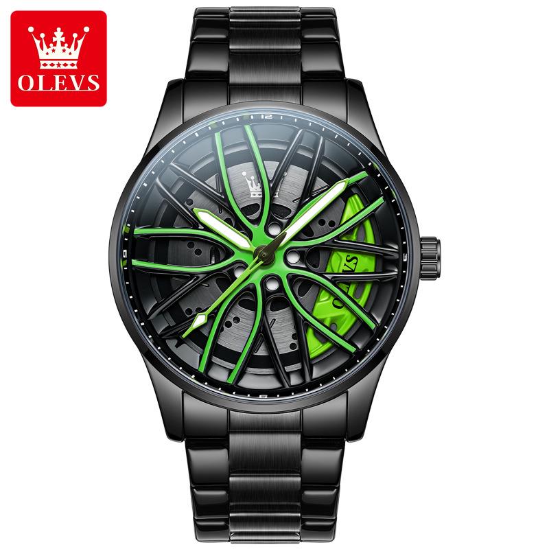

OLEVS Men s Fashionable Waterproof Quartz Watch with Rotating Wheel Design
