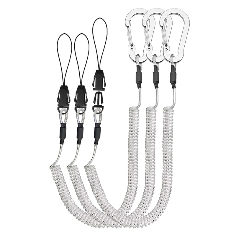

[Lix&Rix] curl cord spiral cord carabiner Maximum safe strength 6kg One-touch type Set of 3 silver pieces