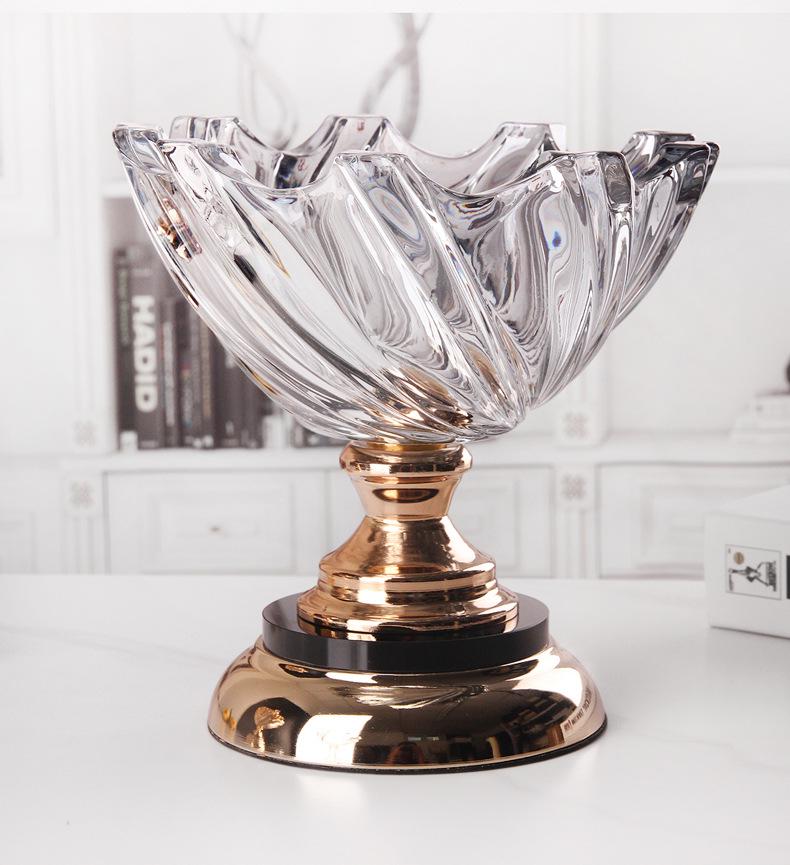 Velká křišťálová skleněná mísa na ovoce a svačinu v evropském stylu pro domácí obývací pokojový konferenční stolek