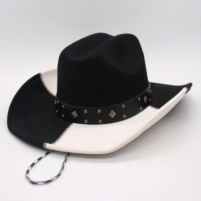 

Retro Bull Head Western Cowboy Hat Men And Women, Tibetan Suede Jazz Hat, Big-Brimmed Top Hat one size (j-shaped)