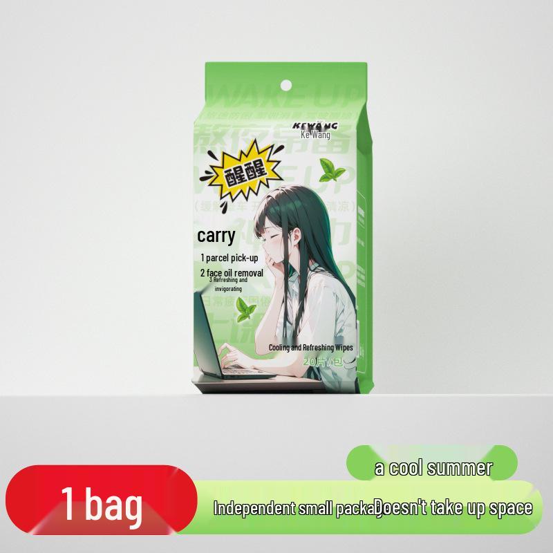 Mint Cooling Cleansing Wipes - Portable Individually Wrapped Refreshing Wet Wipes