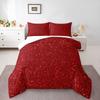 Red Glitter Sparkle Texture Bedding Set (1 Duvet Cover, 2 Pillowcases, Duvet Not Included), Shiny Aesthetic Glam Art Print