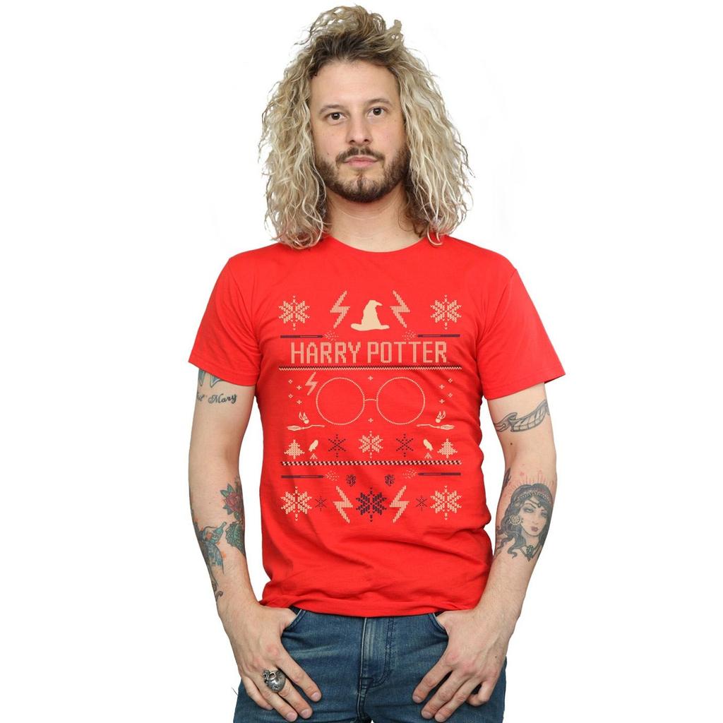 Harry Potter Mens Christmas Pattern T-Shirt