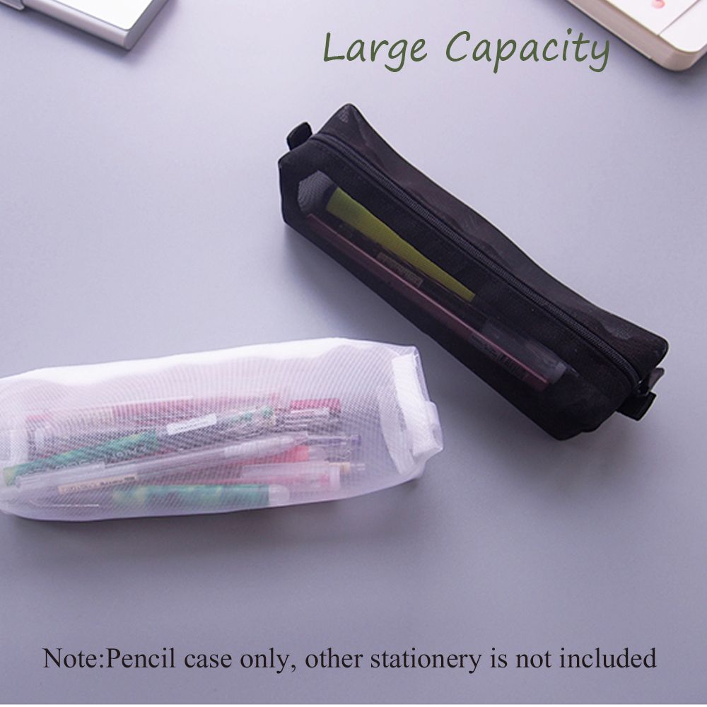 Purse Handbags Cosmetic Makeup Transparent Grid  Zipper Pencil Case Mesh Pen Bag Cosmetic Storage