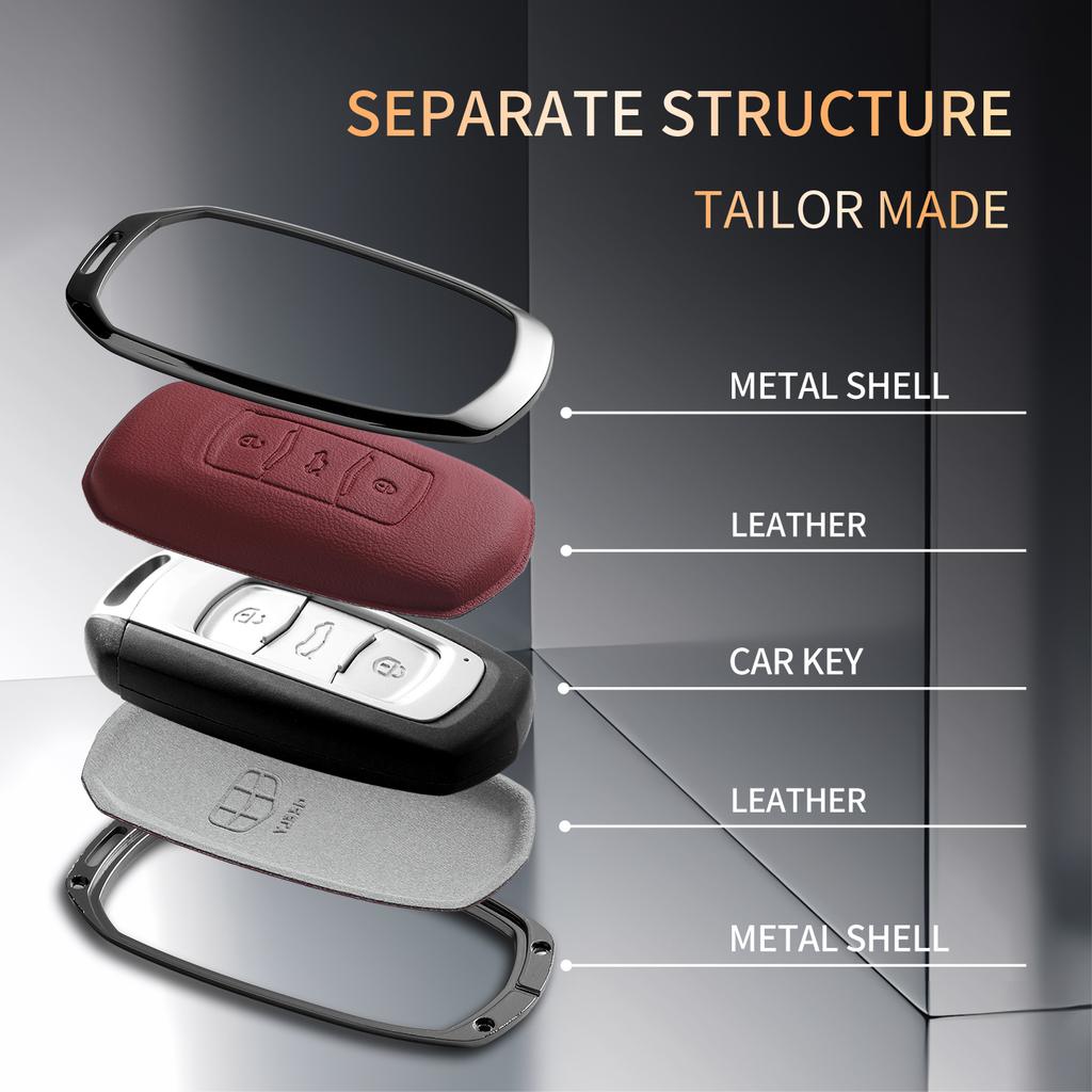 For Geely Emgrand 7 GX3 Atlas GS NL3 Gili Emgrand 7 EX7 GT GC9 Leather Metal Car Key Case Cover Key Protection Shell Accessories