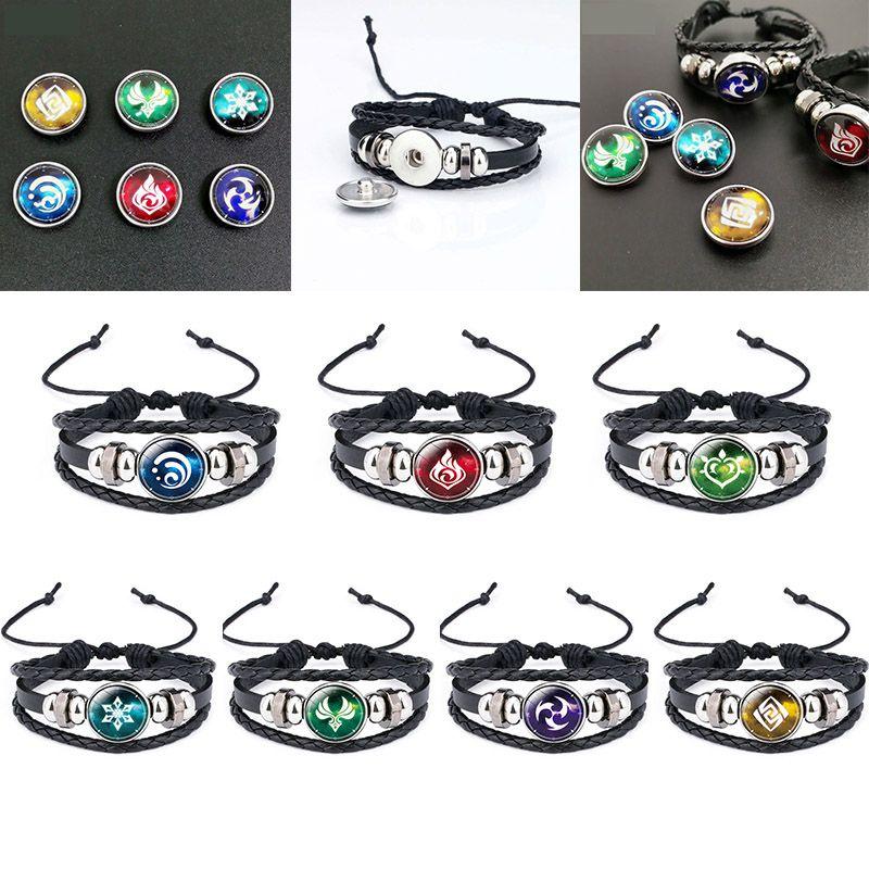 Bracelet Lumineux Genshin Impact avec Bracelet Réglable en Cuir PU pour Briller la Nuit