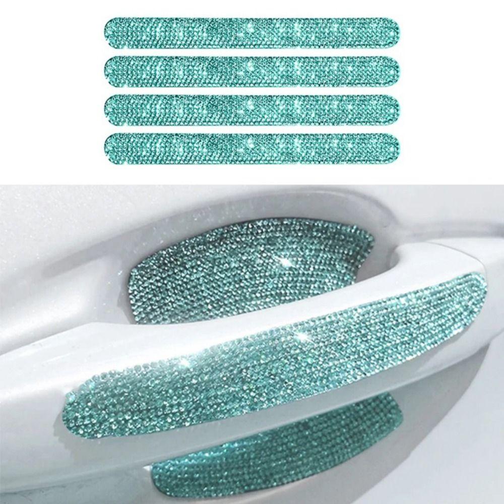 4pcs/set Reflective Car Door Handle Sticker Bling Car Handle Crystal Decal  Car Decoration