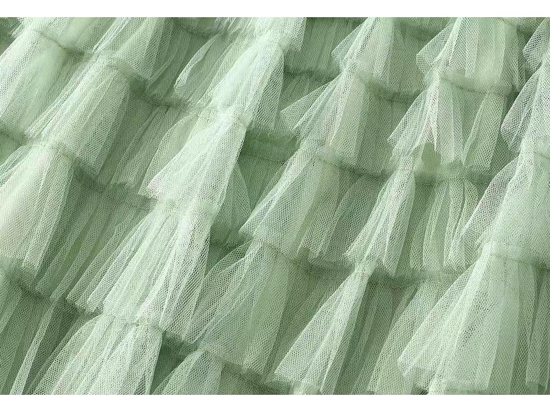 Women's Layered Mesh Gauze Pleated High Waist Long Skirt - Spring & Autumn Style