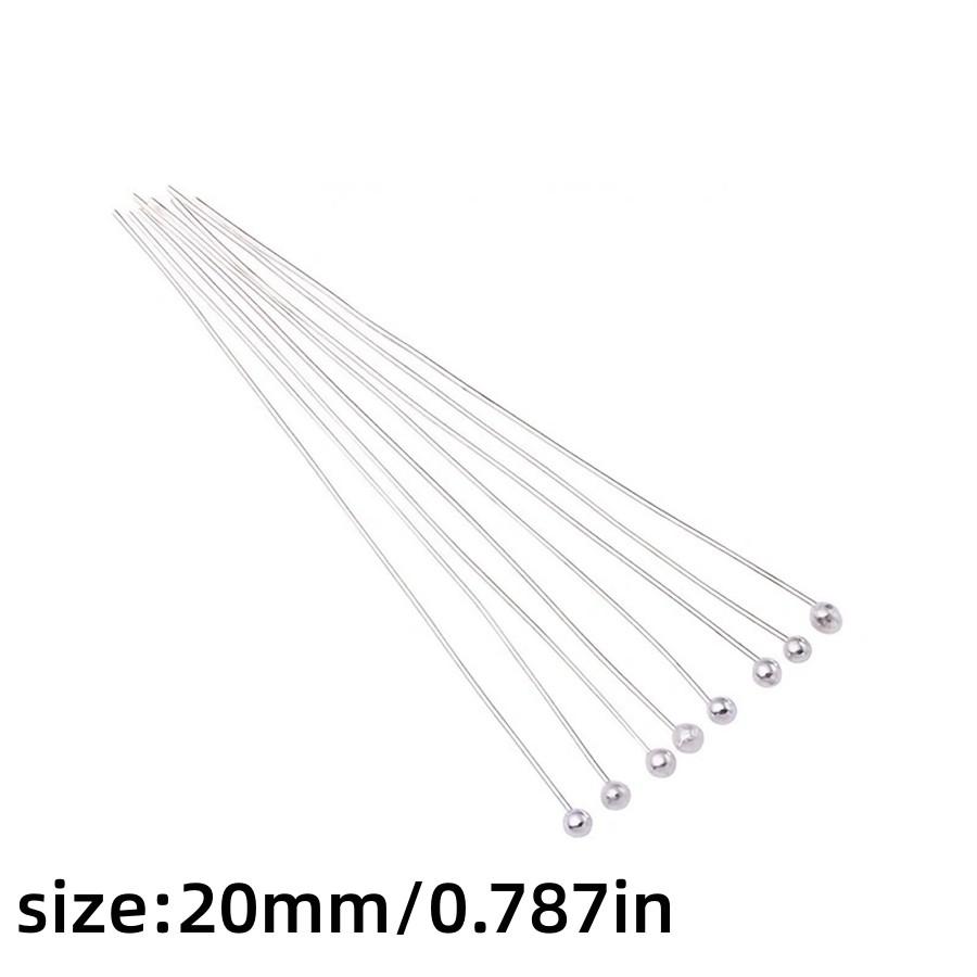 

100 шт./лот Шариковые булавки Посеребренные Позолоченные Булавки с головкой для нанизывания бусин Изготовление ювелирных изделий Сделай сам Ремесло Ручная работа Аксессуары 20mm-100Pcs старый серебряный