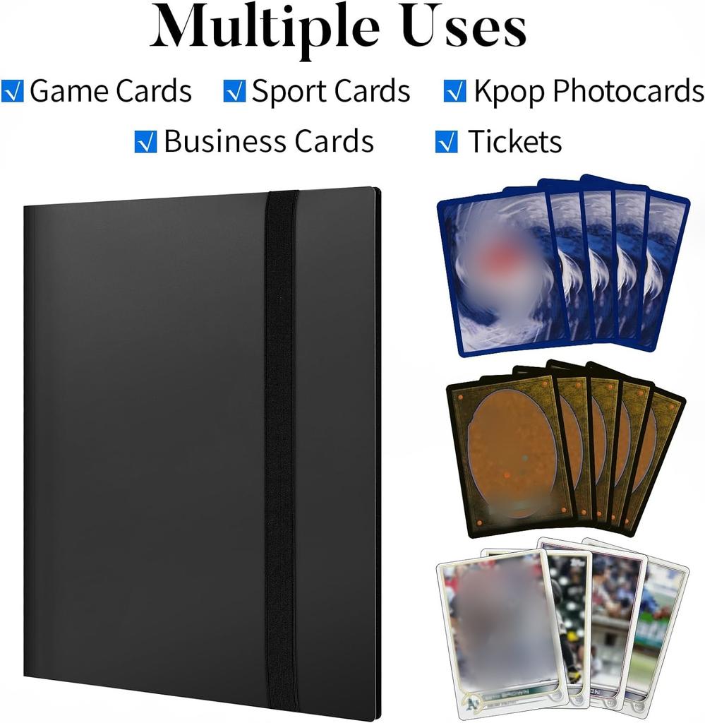 9 Pocket Trading Card Album Folder - 360 Side Loading Pocket Binder for Game Cards & Sports Cards