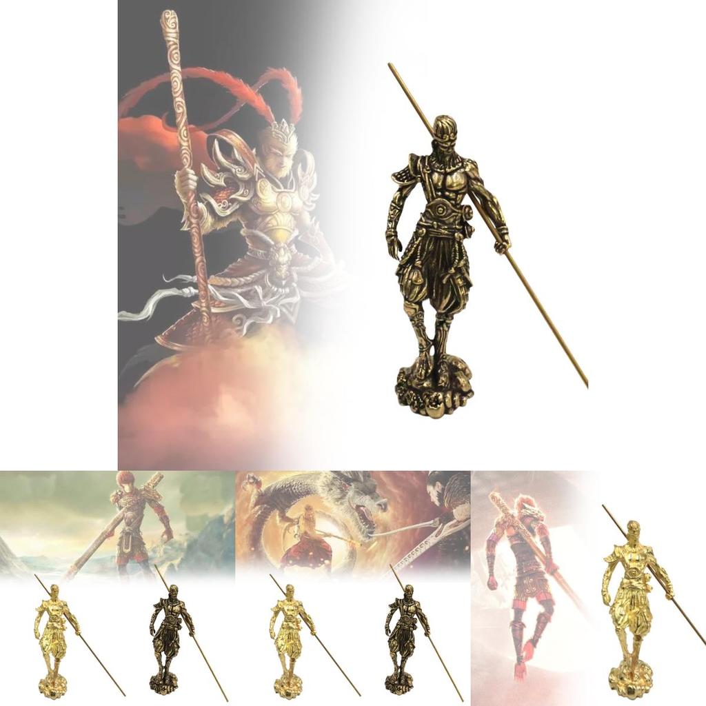 Einzigartige Antik-Stil Sun Wukong Messingstatue Majestätische Desktop-Kunst für Sammler