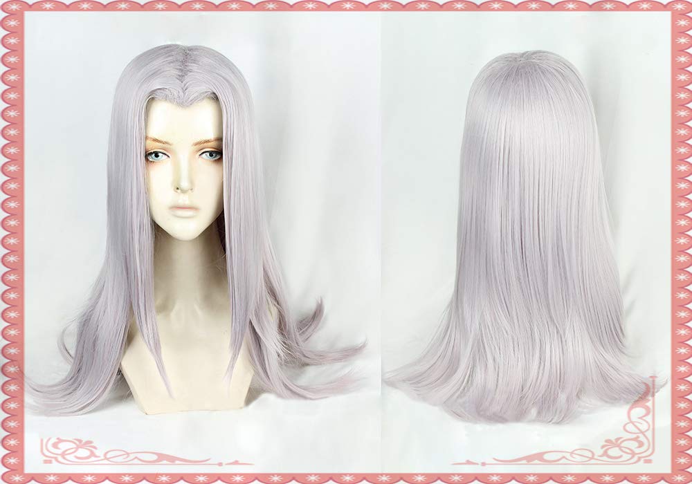 Heat-resistant cosplay wig, "Second Castle," silver-gray, long straight, perfect for events and costumes + 2 bonus items