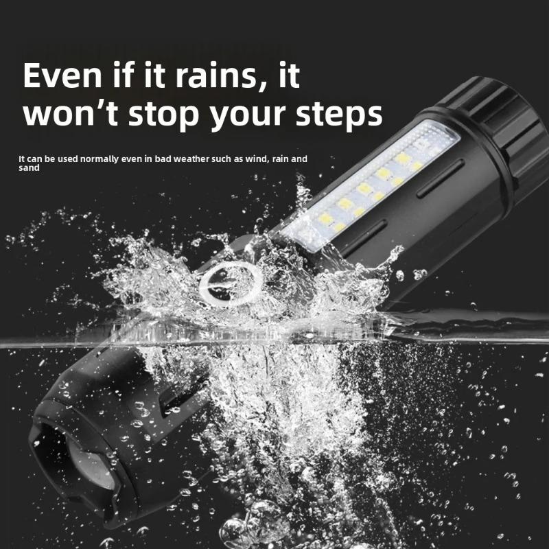 Multifunctional High Brightness Portable Flashlight ABS Zoomable Torch for Outdoor Camping Hiking Home Emergency
