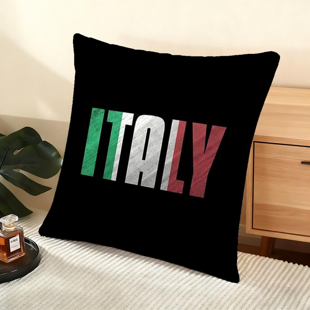 I-Litalian Flag Cushion Cover Soft Short Plush Pillow Cover Smooth Cozy Texture Aesthetic Cushion Case Home Decor