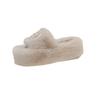thick-soled letter fluffy cotton slippers for women to wear outside autumn and winter new fashion home slippers for women