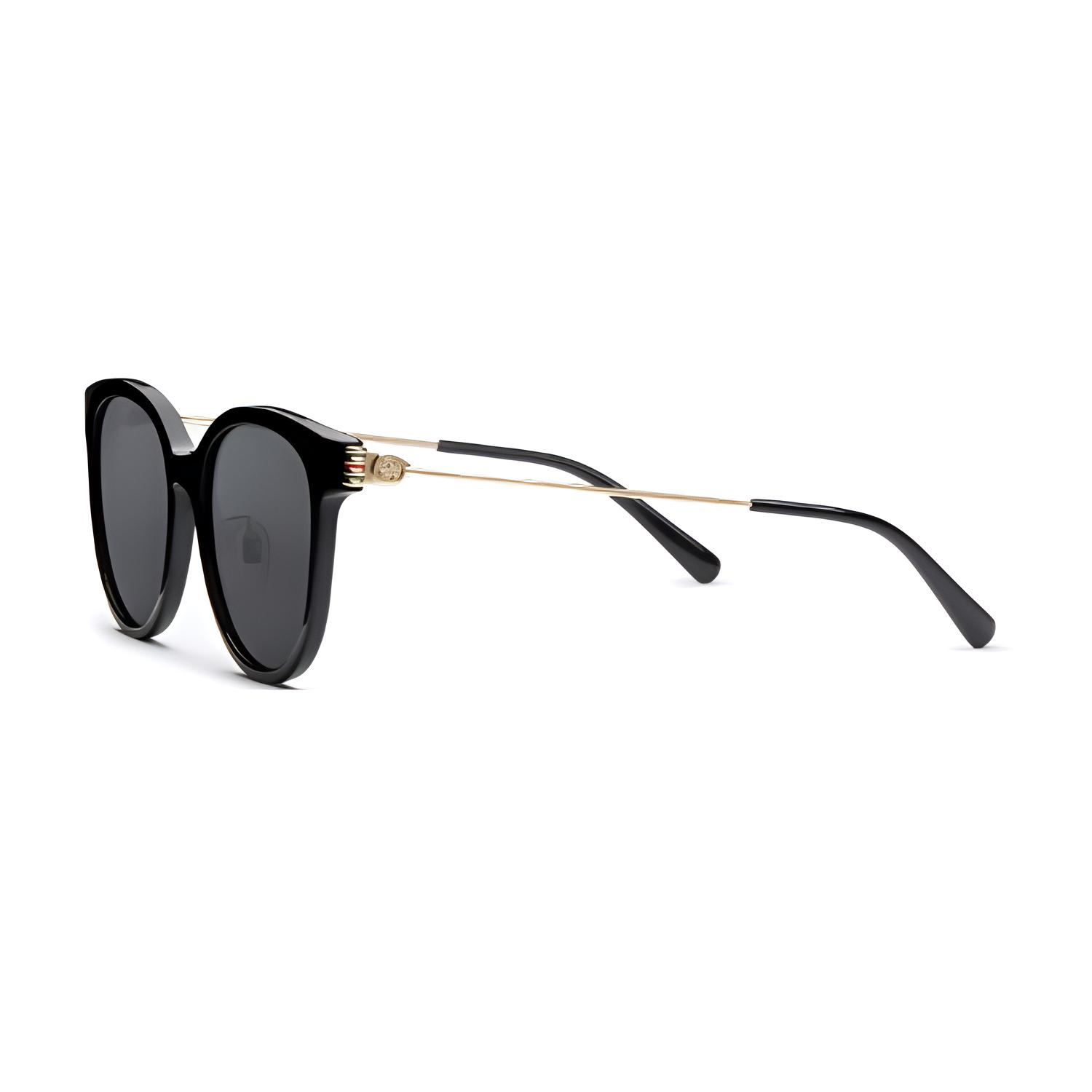 

GUCCI Solid Color Frame Metallic Acetate Round Sunglasses Unisex Couple Style Black F чёрный