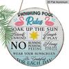 2D Flach, 1 Stück 7,87x7,87 Zoll Rundes Französisches Aluminiumschild, Vintage Dekorative Plakette für "Poolregeln", "Pool-Erinnerung" Dekoschild, Geeignet für