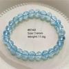 Natürlicher Blauer Topas Klare Runde Perlen Trendiges Unisex Armband Schmuck Party Geschenk 7mm 8mm AAAAAA
